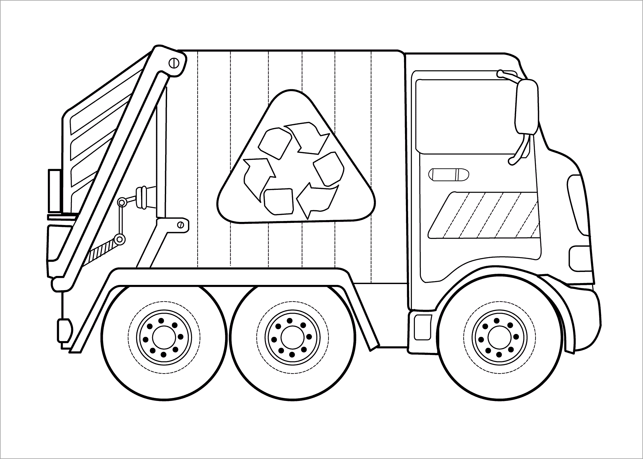 Tranh tô màu xe chở rác