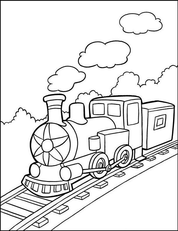Tranh tô màu đoàn tàu chạy trên đường ray