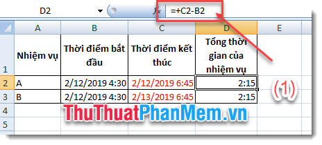 Tính tổng thời gian của nhiệm vụ