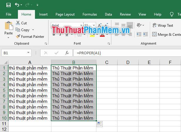 Copy công thức viết hoa chữ cái đầu tiên bên dưới