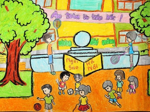 Vẽ tranh về chủ đề trường học an toàn