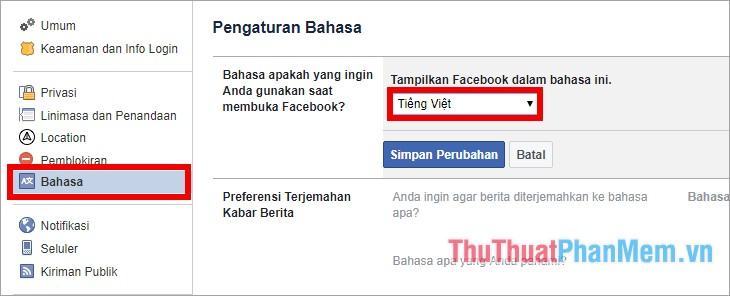 Đổi ngôn ngữ Facebook sang tiếng Việt hoặc tiếng Anh