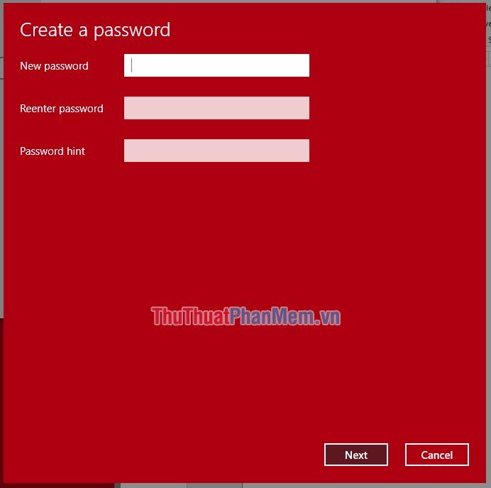 Nhập mật khẩu và nhấp vào Tiếp theo
