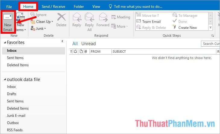 Trên giao diện Outlook chọn Trang chủ - Email mới