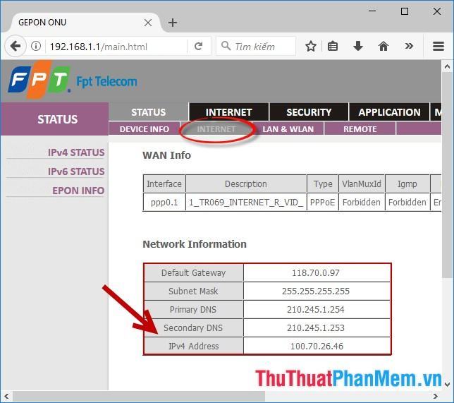 Địa chỉ IPv4 là địa chỉ IP WAN trên máy tính của bạn