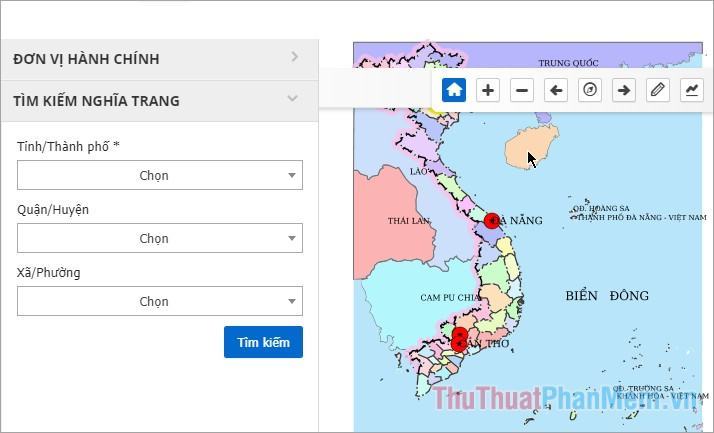 Có thể tra cứu vị trí nghĩa trang liệt sĩ trên bản đồ