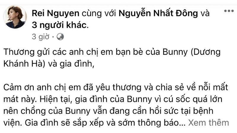 Chồng cô cũng nhập viện vì không chịu được cú sốc