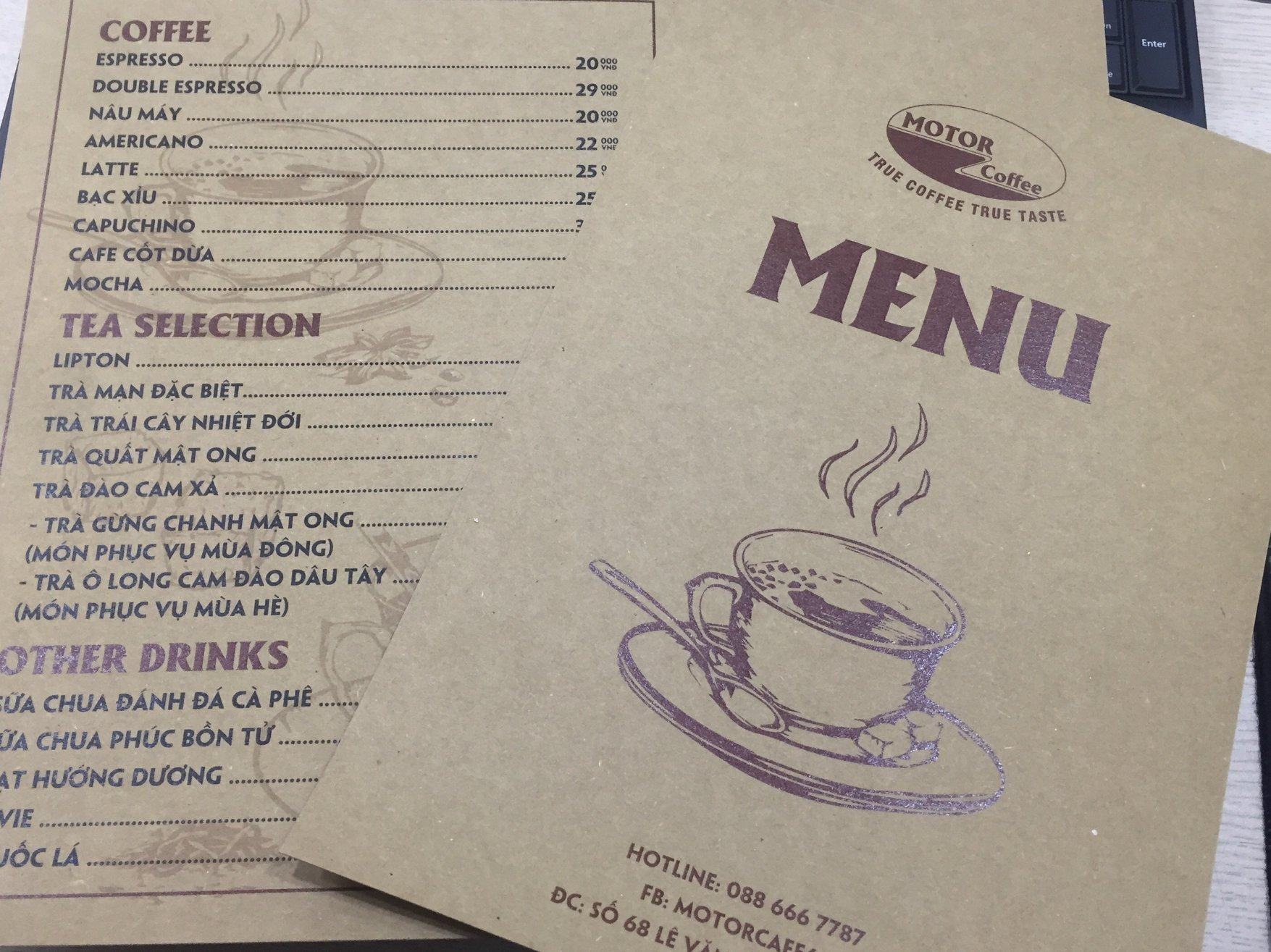 Mẫu menu cà phê bìa giấy đơn giản