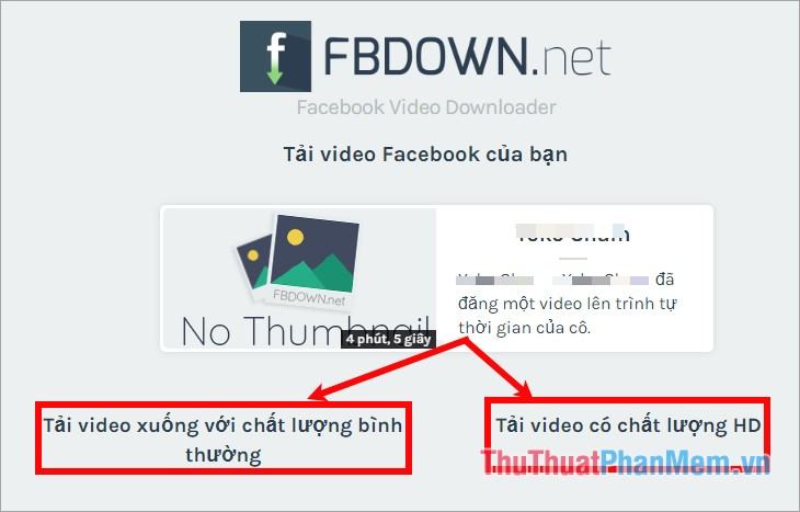 Nhấp vào Tải xuống video ở chất lượng bình thường hoặc Tải xuống video ở chất lượng HD