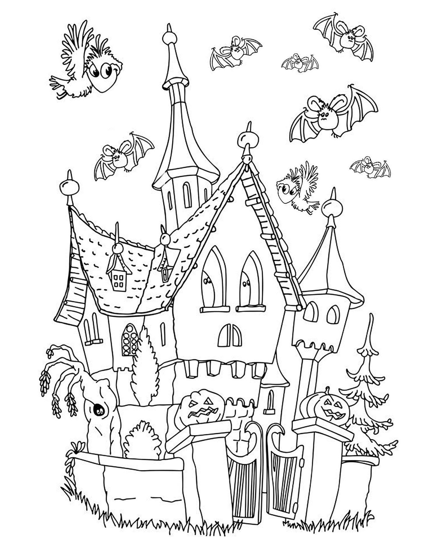 Picture of a house for children to practice coloring