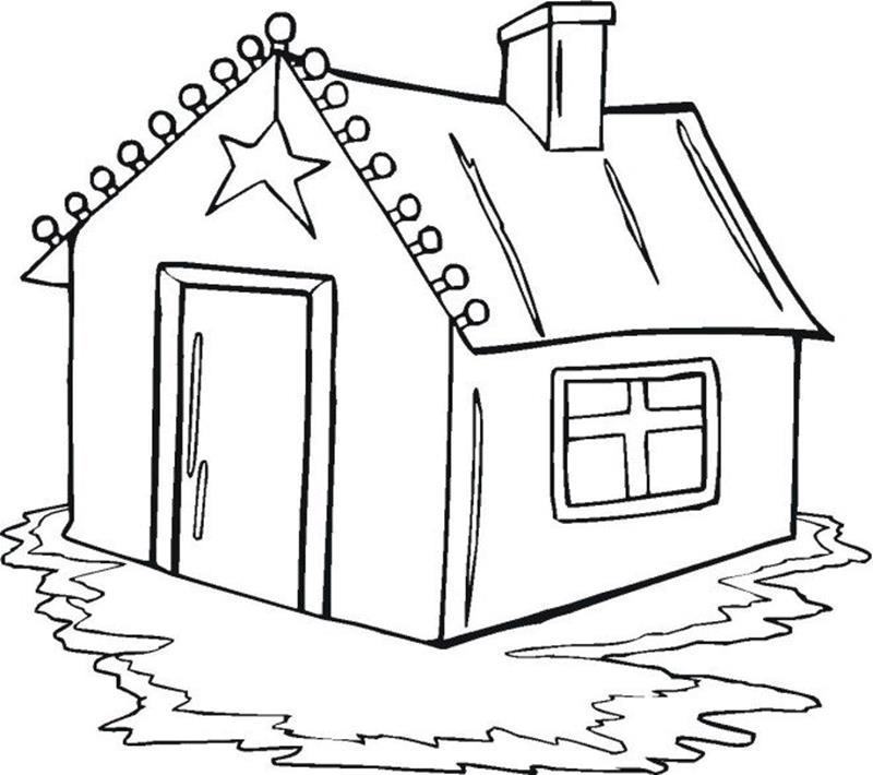 Picture of a house for children to practice coloring (2)