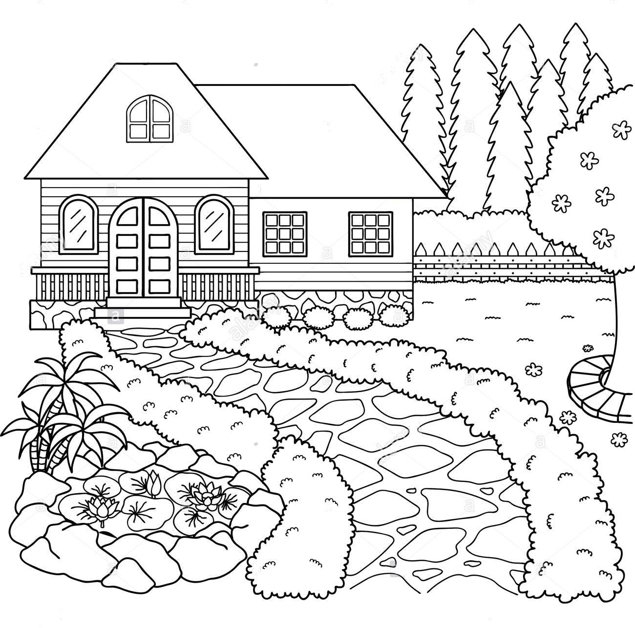 Beautiful house coloring page