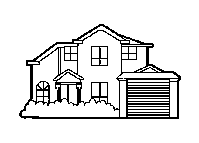 Coloring picture of a beautiful house for children to practice coloring