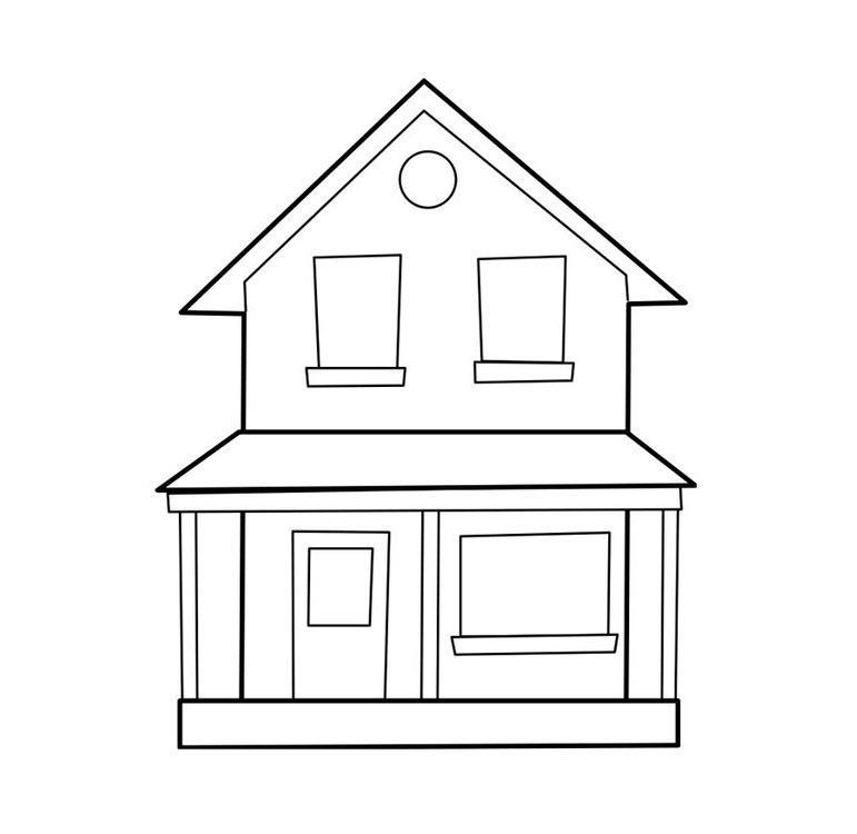 Coloring picture of a beautiful 2-storey house