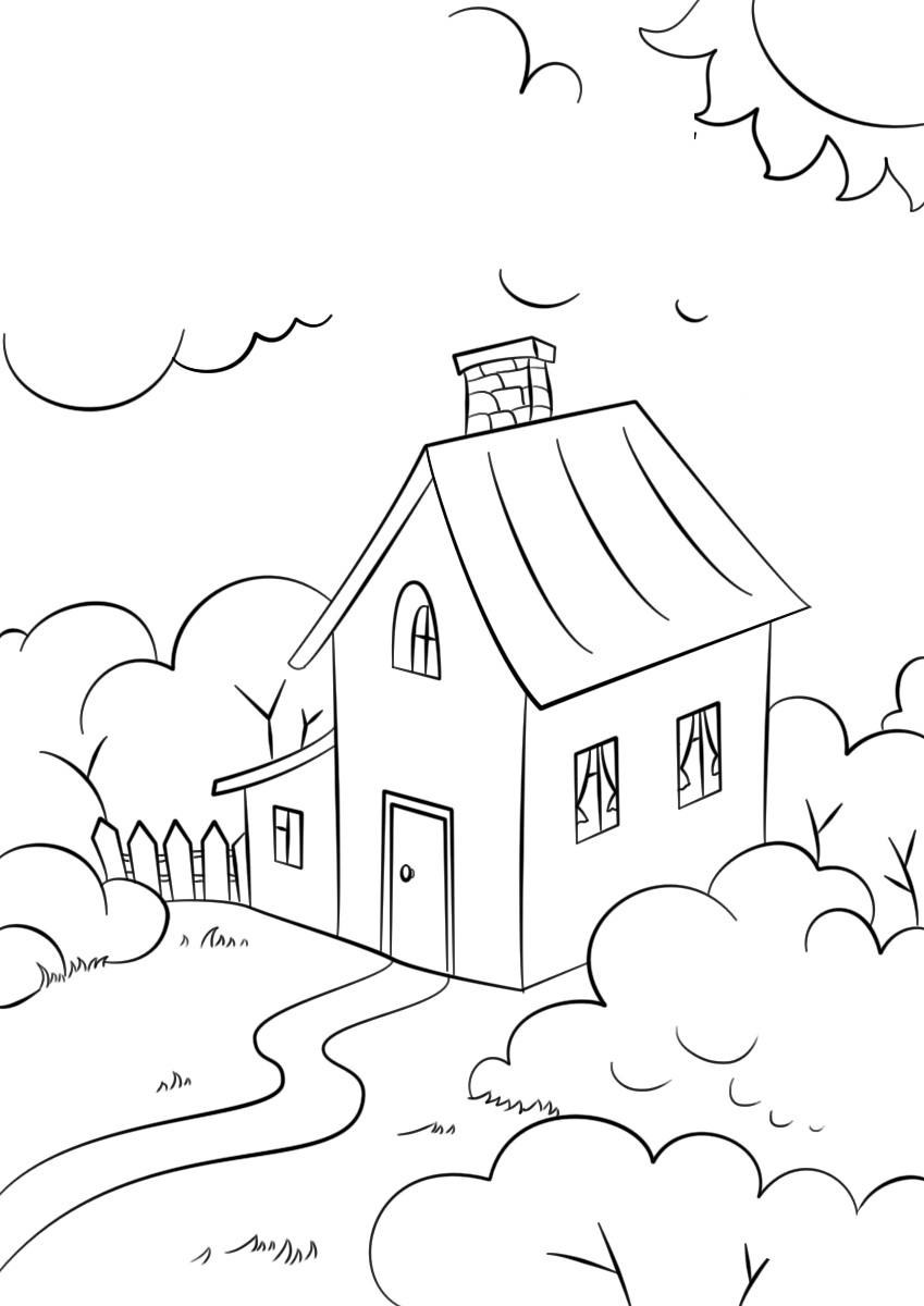 Beautiful house coloring pages for kids