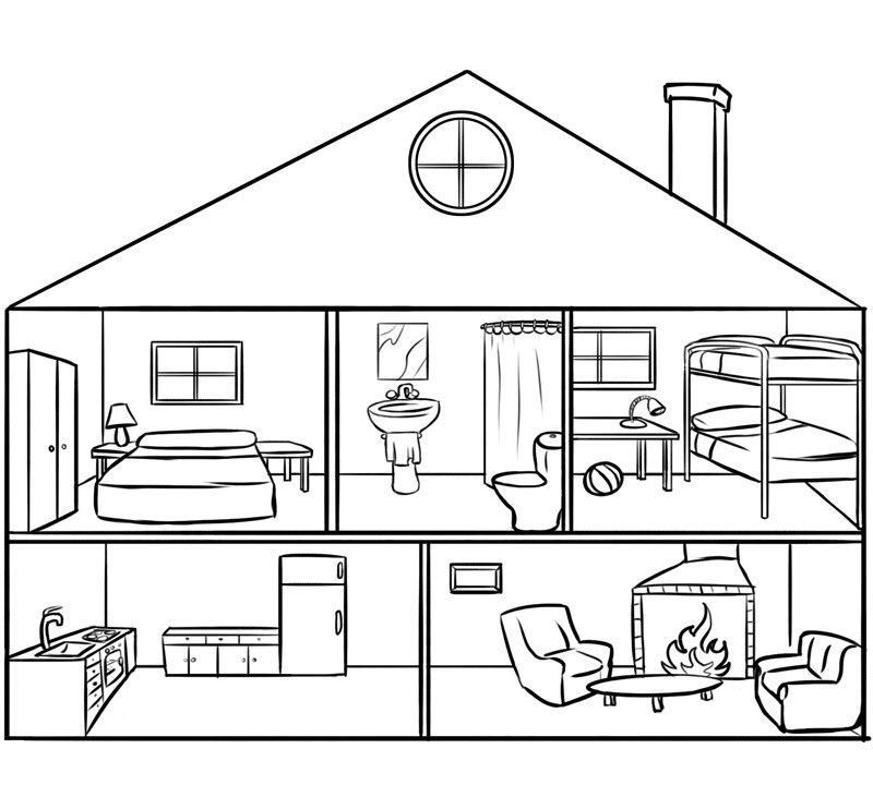 Coloring picture of beautiful family house