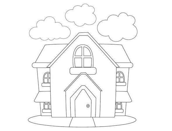 Coloring picture of the house practice coloring