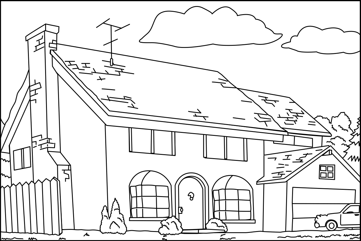 Simple house coloring page