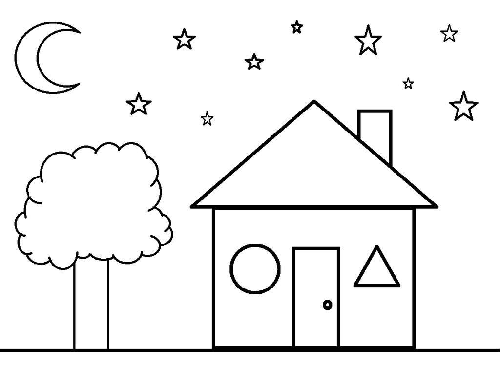 Beautiful house landscape coloring page