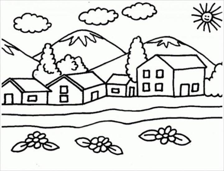 Coloring pictures of beautiful houses