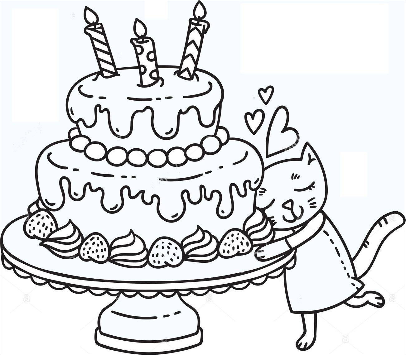Birthday cake for kids to color