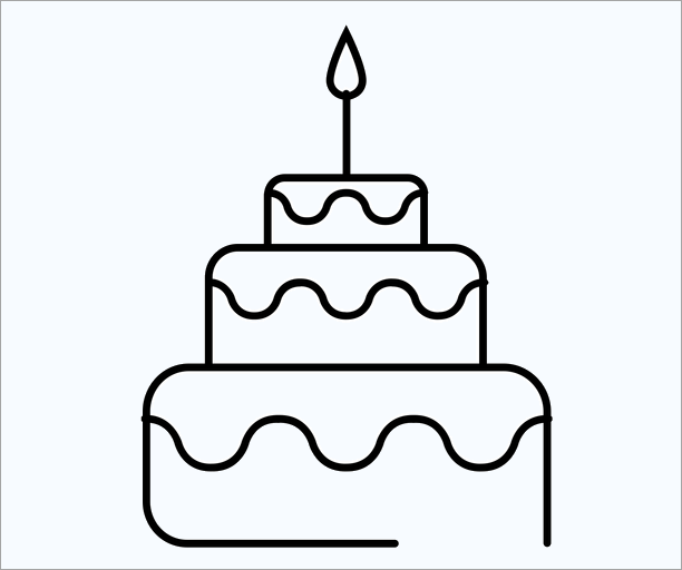 Simple birthday cake images for kids to color