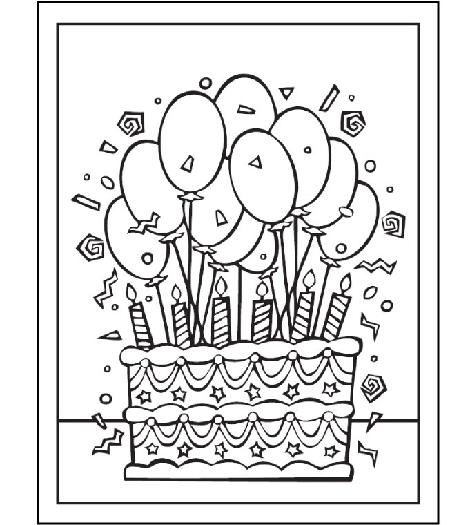 Cake theme coloring page