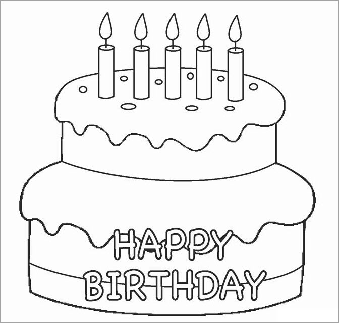 Coloring pictures for kids with birthday cake theme