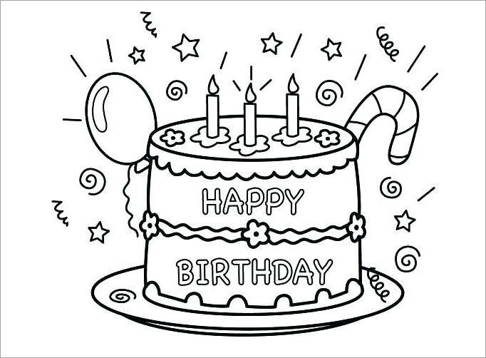 Coloring picture of birthday cake theme