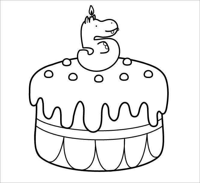 Simple birthday cake coloring page