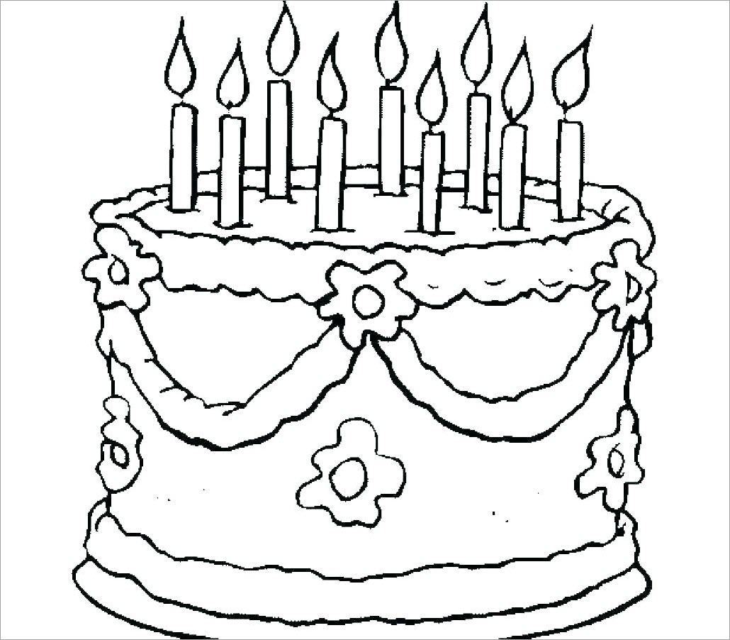 Coloring picture of birthday cake for kids