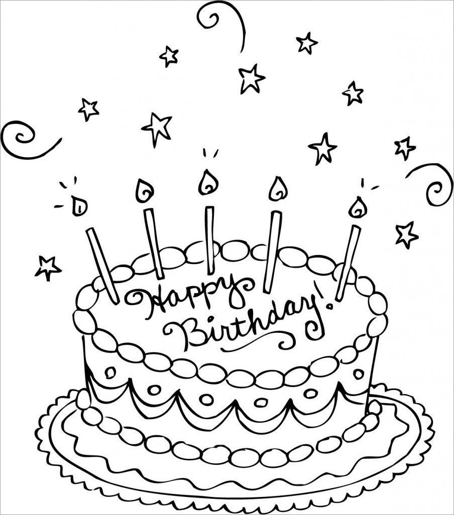 Coloring picture of birthday cake theme