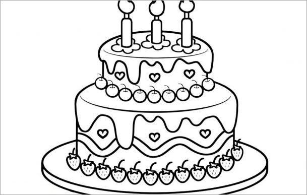 Birthday cake coloring book for kids