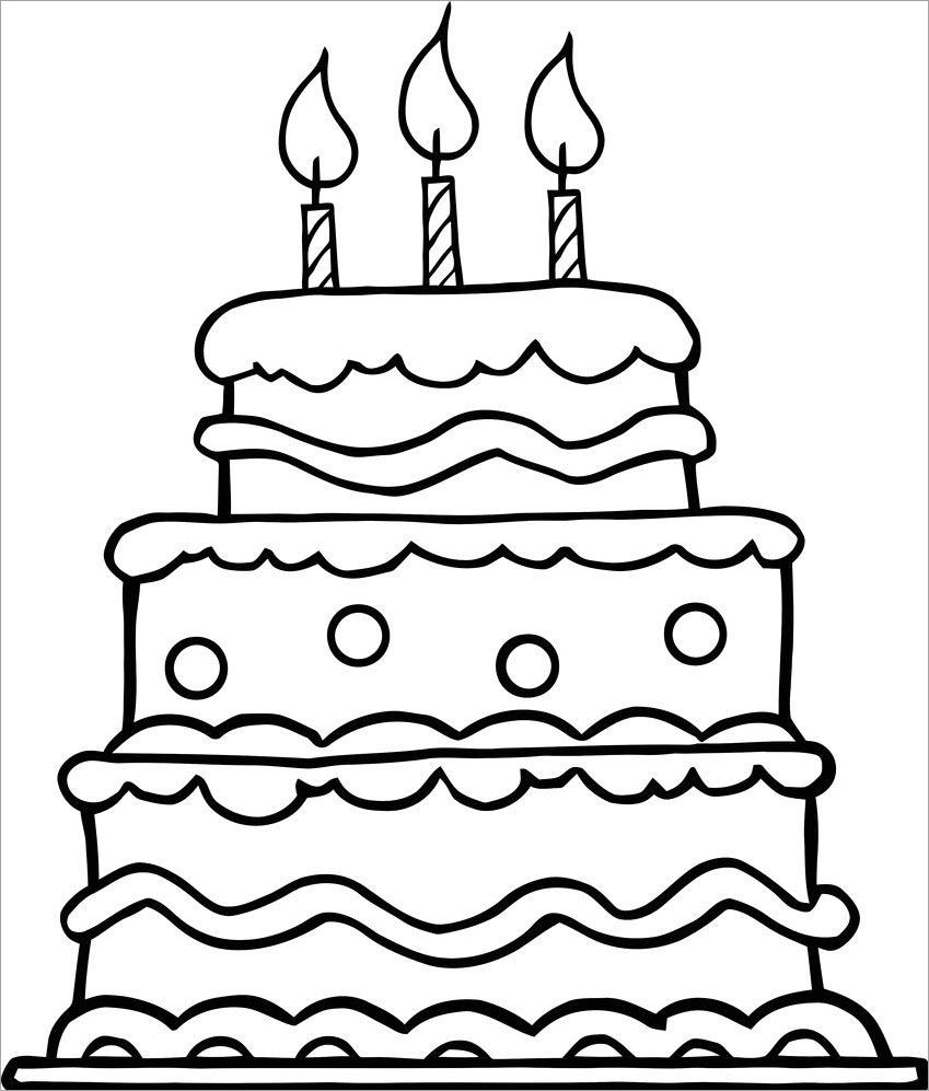 Coloring book with birthday cake theme