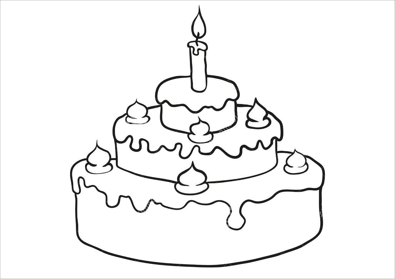 Beautiful birthday cake coloring book for kids