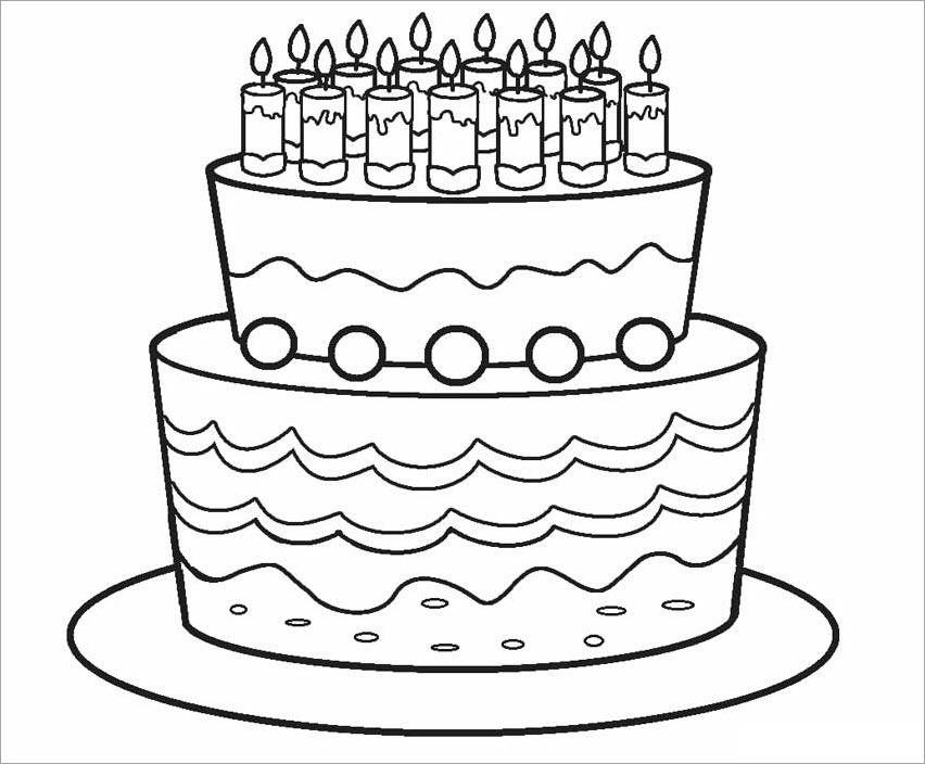 Birthday cake coloring book for kids