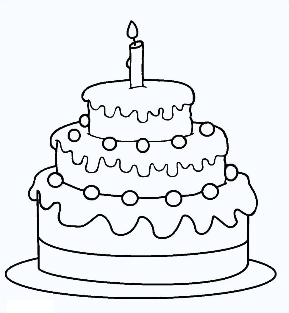 Birthday cake coloring page