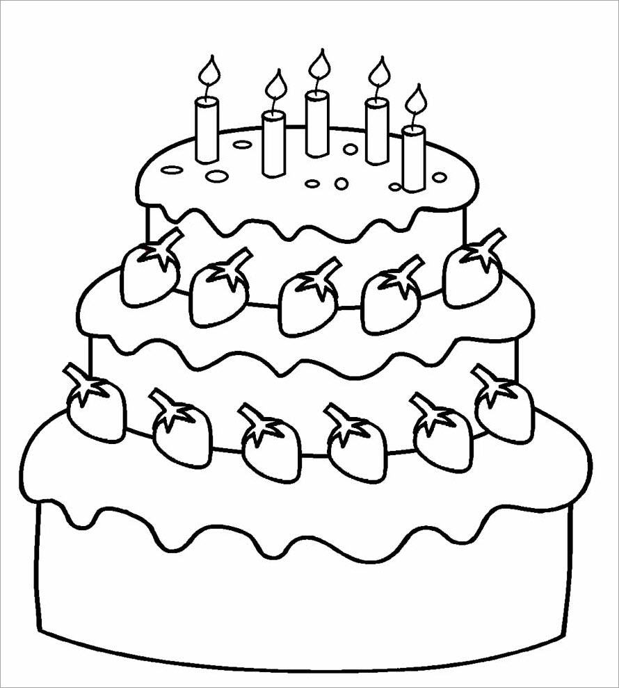 Birthday cake coloring page