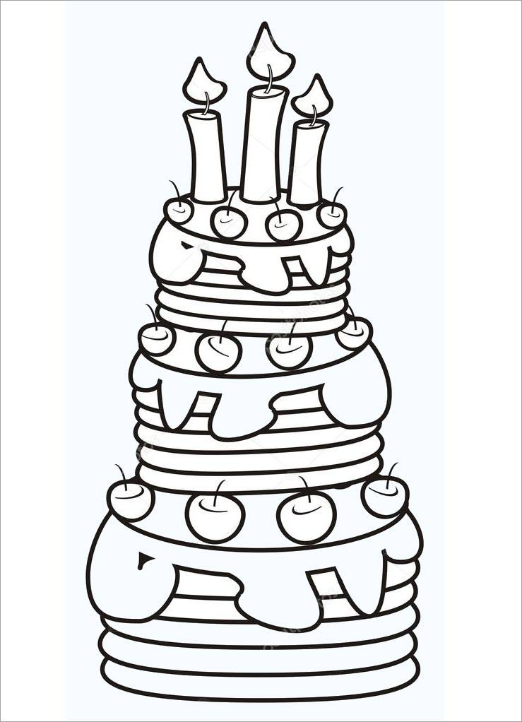 Coloring book with birthday cake theme