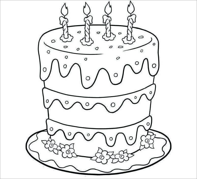 Birthday cake coloring page