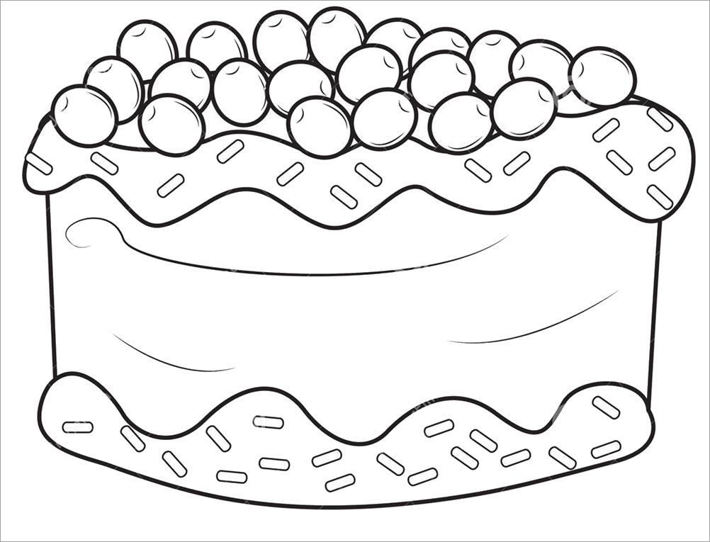 Coloring picture of 1 tier birthday cake