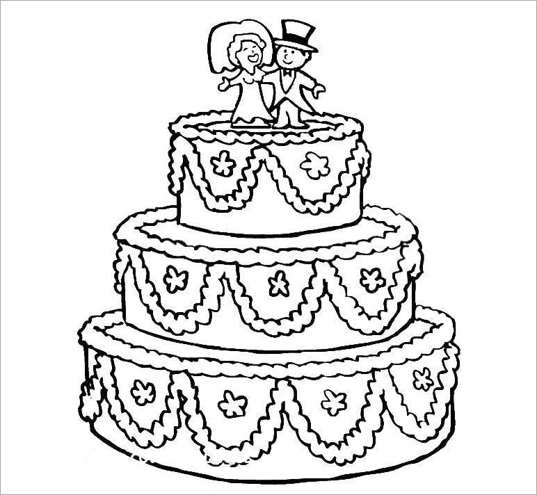 3 tier birthday cake coloring page