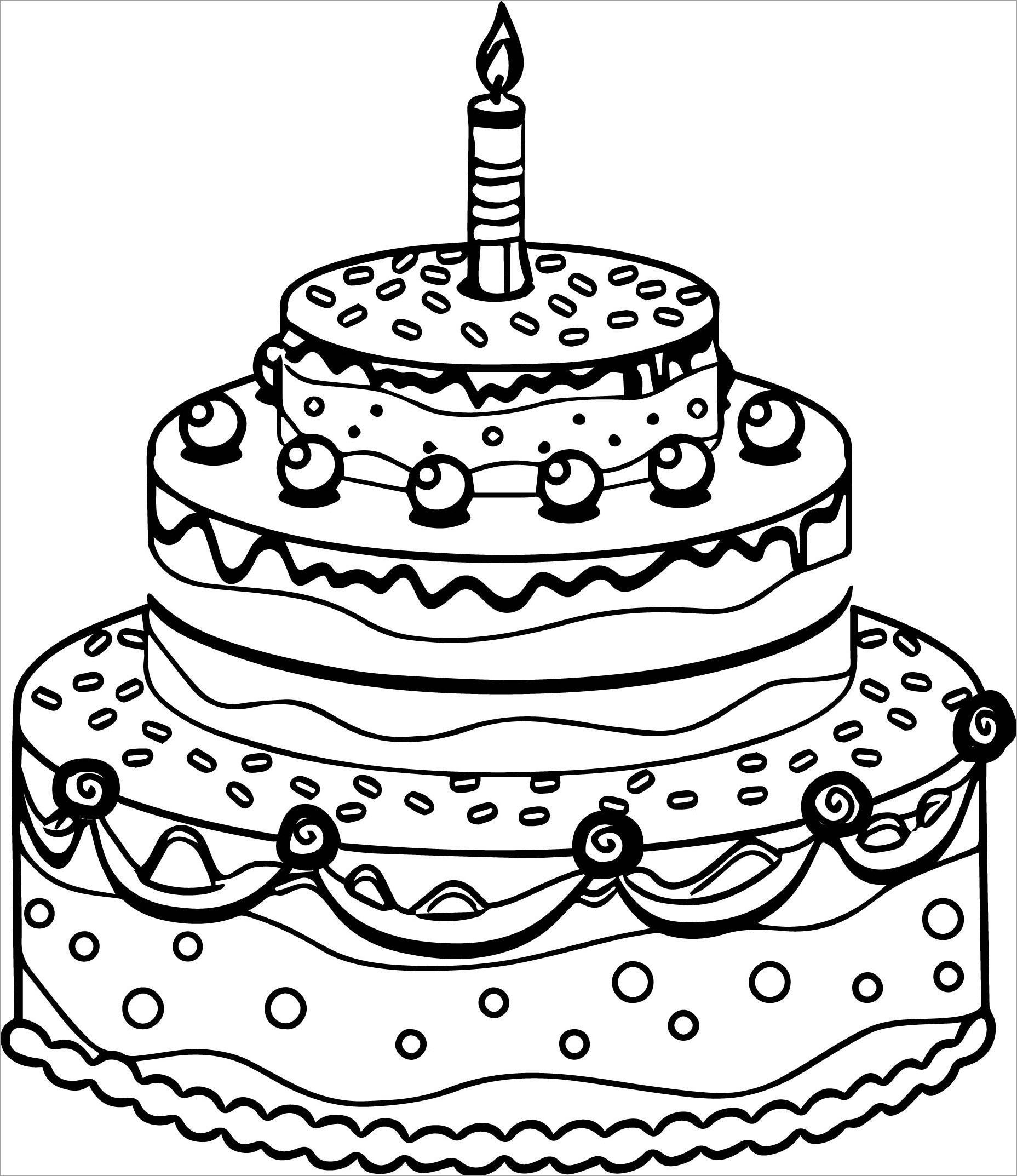 Beautiful birthday cake coloring page