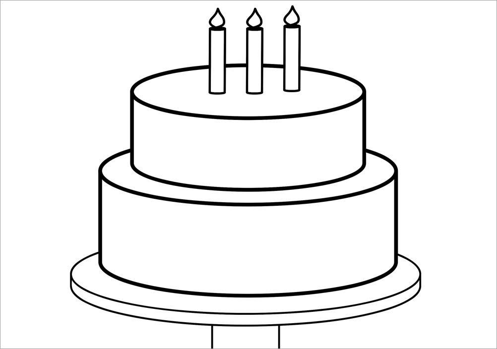 Simple birthday cake coloring page