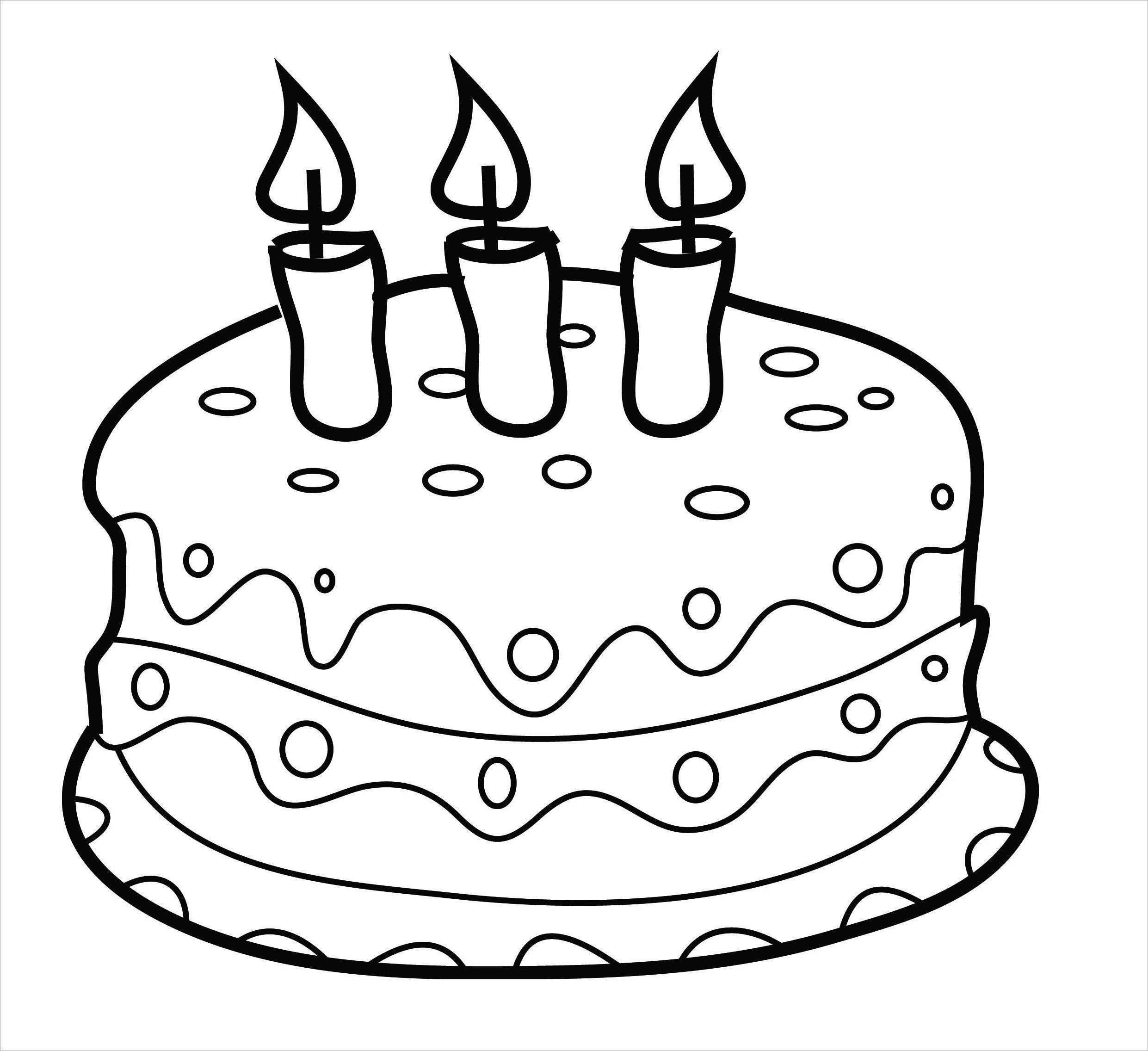 Coloring picture of birthday cake for kids
