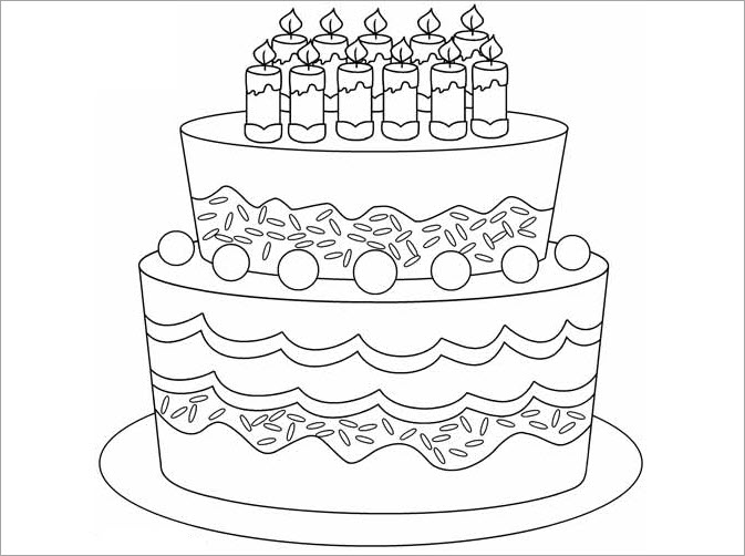 Coloring pictures for kids with birthday cake theme