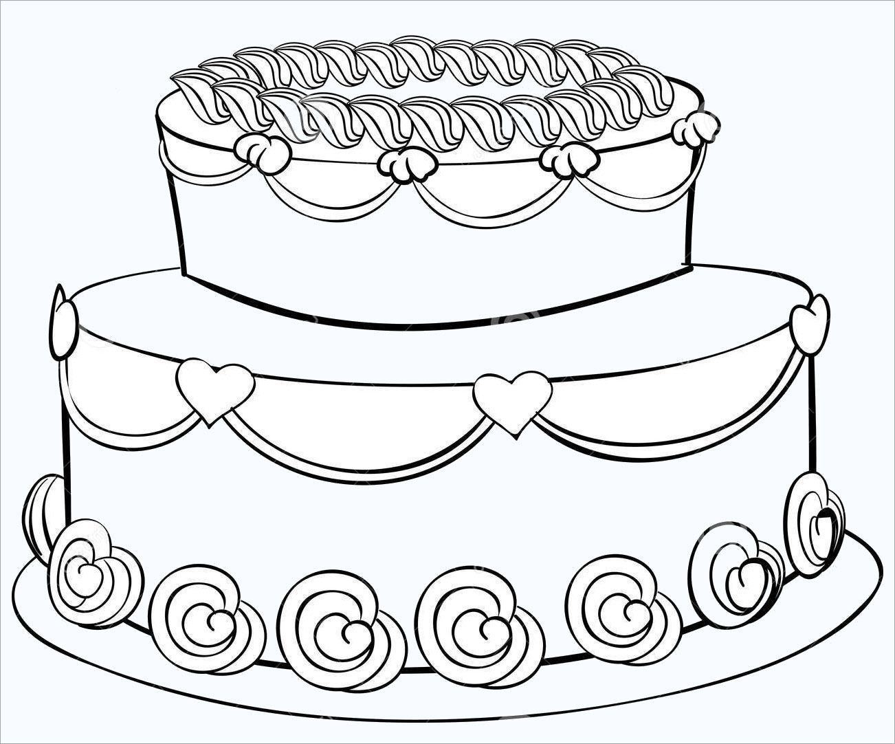 Birthday cake coloring page