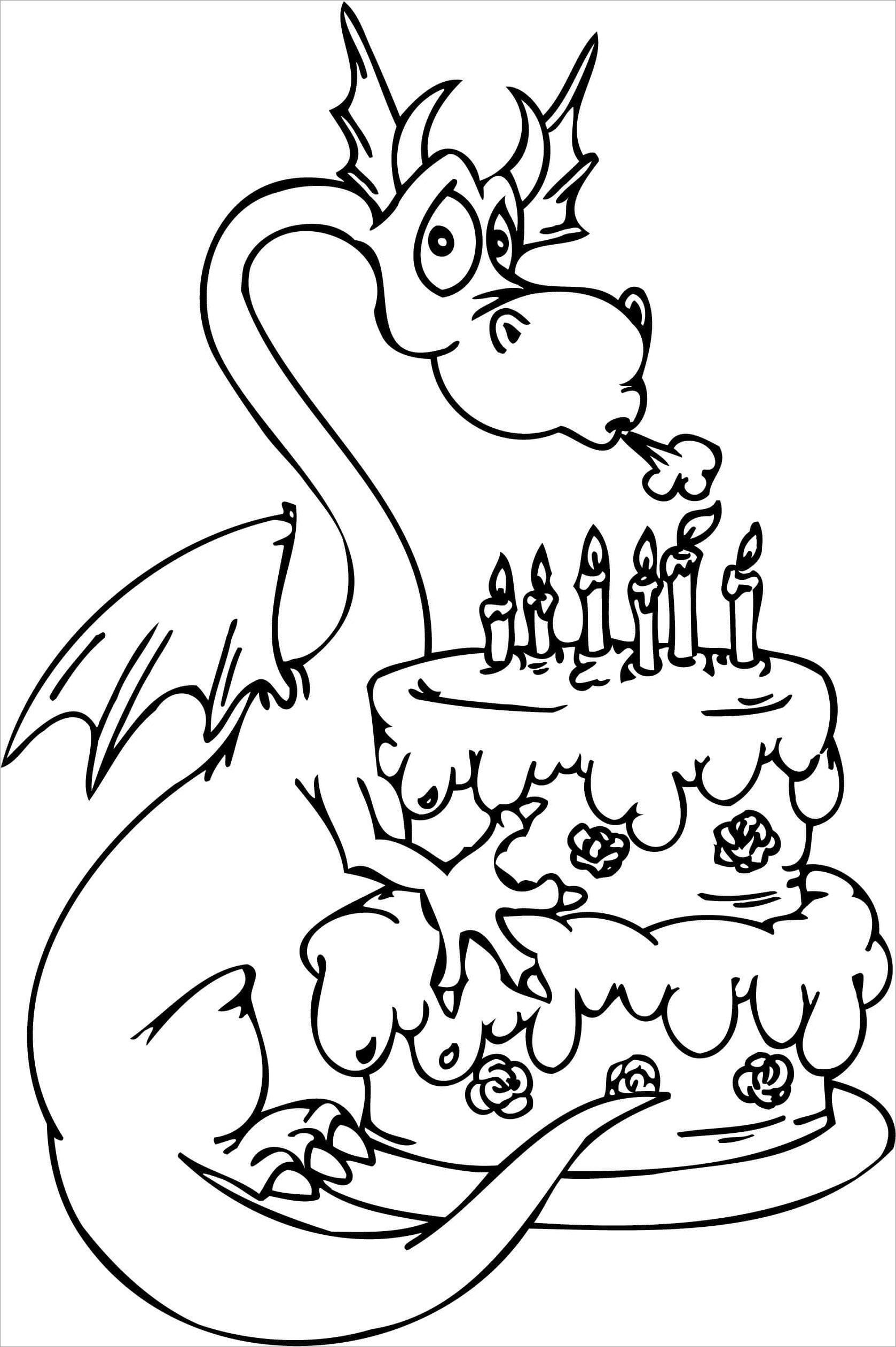 Birthday cake coloring page