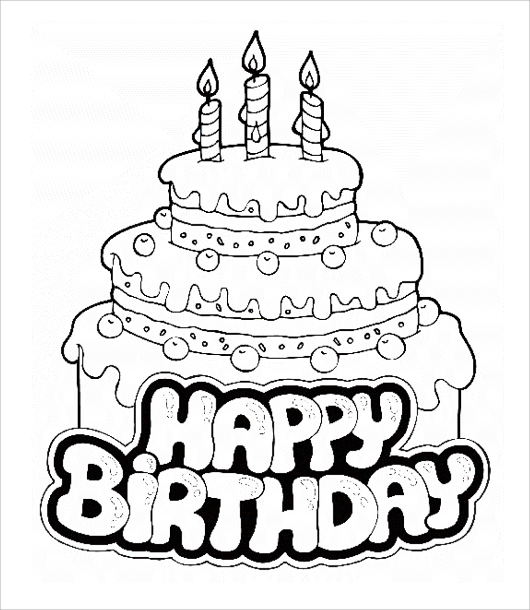 Coloring picture of birthday cake theme