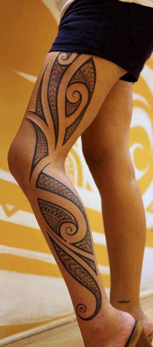 Hình xăm Maori đơn giản nhất trên chân